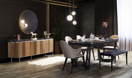 Mood Walnut Silver Dining Room - Cadde Yıldız