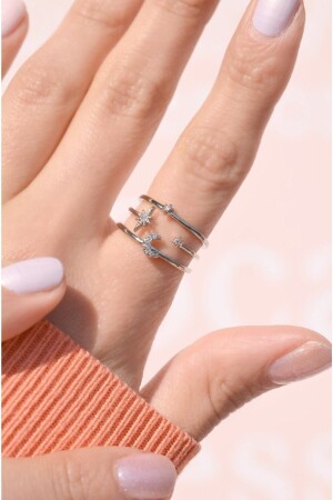 Moon And Star Detailed Ring Joint Ring - Sacce Scarves&Accessories