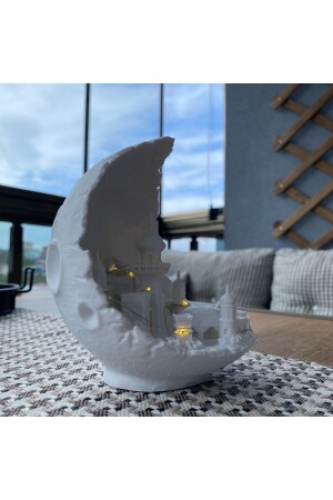 Moon City Fairy Led Decorative Object Diorama White Moon City Decor Balcony - Bookshelf - Drawery Accessory - Root Made