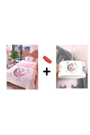 Moon Girl Kronleuchter und doppelseitiges Kinderbettbezug-Set 160 x 220 cm weiß NEVAYKZBYZSET - Zethome