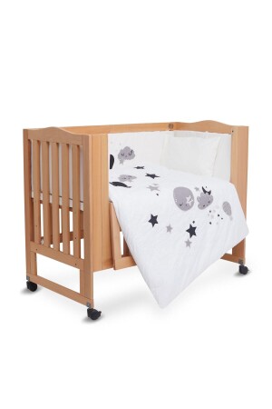 Moon Işlemeli 50*90 Bebek Nevresim Takımı 7 Parça Uyku Seti ntr204 - Natureza