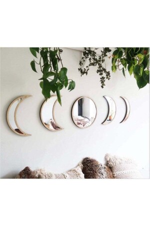 Moon Phase Wall Mirror Set 5 Piece – Maple MDF and Plexiglass - Wooden Factory