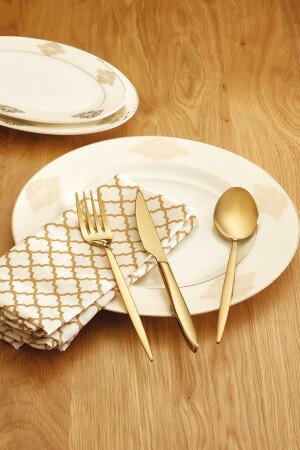 Moonlight 18 Piece Shiny Gold Fork Spoon Knife Set 600. 15. 01. 1303 - Emsan
