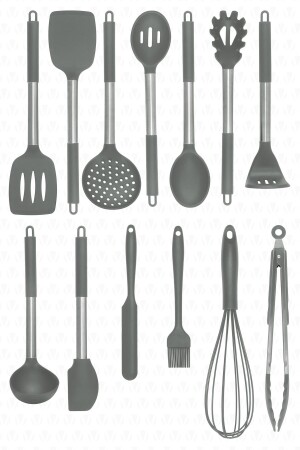 Mora 14 Piece Stainless Steel Silicone Tip Spatula Kitchen Set Gray - Valletta