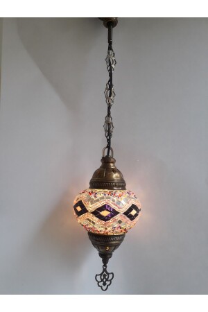 Mosaic Chandelier, Authentic Turkish Lamp, Decorative Chandelier, Second Size Glass, 60cm turkishlamps12356 - GALATA GIFT