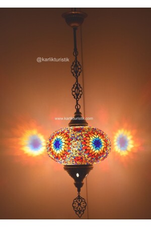 Mosaic Lamp, Large Pendant Lamp, Ceiling Lamp Colorful, Authentic Lighting, Mosaic Chandelier Model 1 NO5MOSAICTECHINCIRASKILIM MODEL1 - karlıkturistik