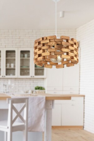 Mosaic Wooden Pendant Lamp Chandelier White Installation Stylish Design Suitable for Every Environment FH59B - BCD TASARIM AYDINLATMA