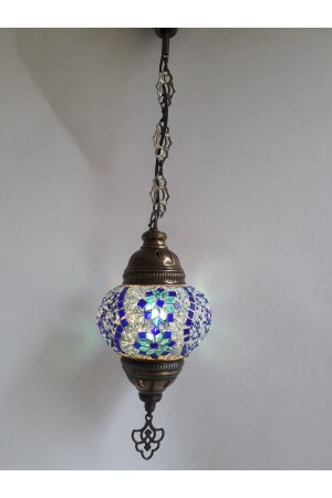 Mosaik-Kronleuchter, authentische türkische Lampe, dekorativer Kronleuchter, Glas zweiter Größe, 60 cm, turkishlamps12356 - GALATA GIFT