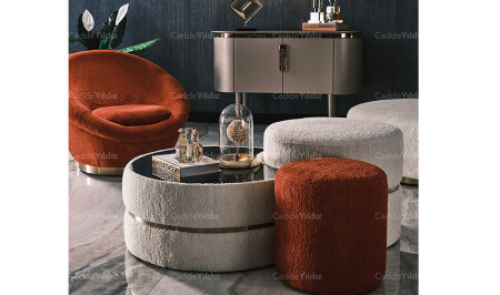 Mostar Pouf Coffee Table Set - Cadde Yıldız