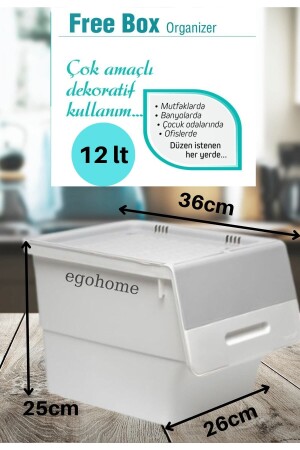 Motek Wheeled Box Storage, Food and Toy Box 12lt. (white-grey)(1 Piece) egohome12lterzak - ego home