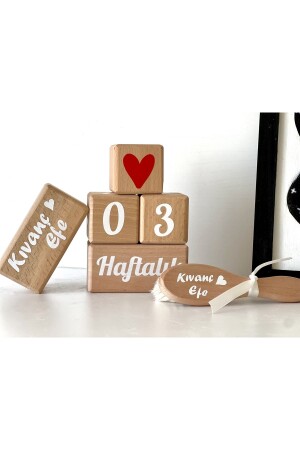Mother And Baby Memory Cube Set Red Heart Turkish White Name Decor Natural Goat Hair Comb Set - Mogokids