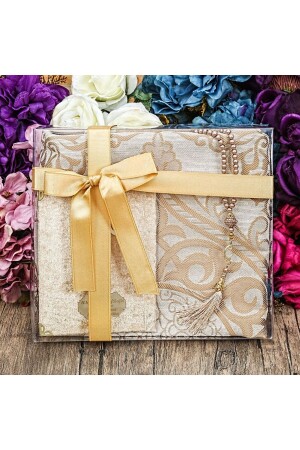 Mother's Day Gift Prayer Rug - Velvet Yasin - Pearl Prayer Beads - İkranur