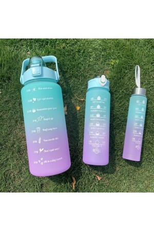 Motivational Set of 3 Water Bottle Water Bottle Water Bottle 2lt+900ml+600ml Tritan Gym Water Bottle Water Bottle canmatara3luset - Canderel