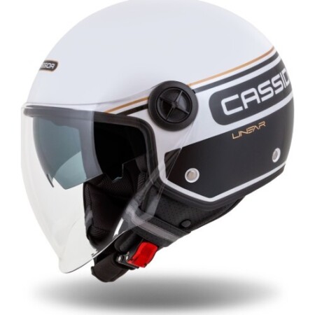 Motorcycle helmet Cassida Handy Plus Linear pearl white/black/gold - Cassida