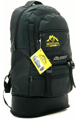 Mountainer 55+10 Liter Blasebalg Schwarz Wasserdichter Reise-Bergsteiger-Camper-Rucksack mit mehreren Fächern - Montana