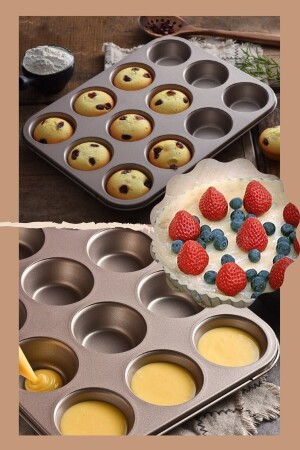 Muffin Kalıbı 12'li Kek Pasta Kurabiye Kalıbı ERS2256 - Ersamica