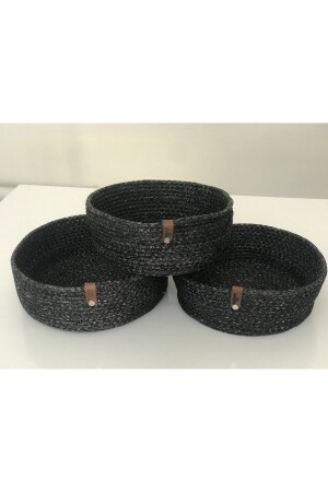 Multi-Purpose 3-Piece Basket, Jute Rope Knitted Basket, Decorative Basket Set, Wicker Basket Concept00042 - MADAM