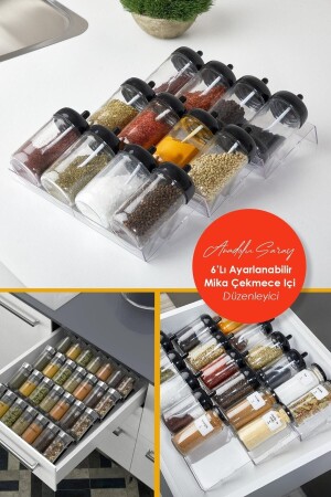 Multi-Purpose 6-Piece Adjustable Drawer Spice Rack Organizer - Edessanet