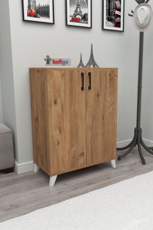 Multi-Purpose Cabinet Shoe Cabinet with 4 Shelves and 2 Doors Shoe Rack Pine - Bofigo