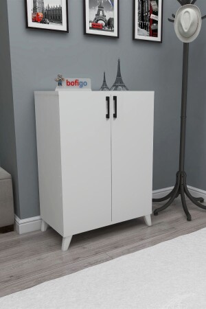 Multi-Purpose Cabinet Shoe Cabinet with 4 Shelves and 2 Doors Shoe Rack White - Bofigo