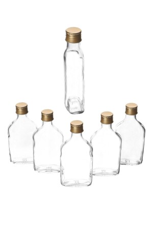 Multi-Purpose Cold Brew Flat Bottle Set of 6 with Leakproof Gold Metal Lid MA2119 - Milea