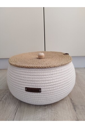 Multi-Purpose Decorative Organizer Wicker Basket with Lid 25x15 - Karelim Home