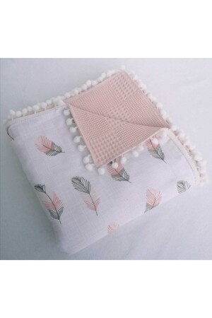Multi-Purpose Double Layer Muslin Blanket 100% Cotton Cloth Cover (110*110) Piumini Feather Patterned 100% Cotton - Piumini