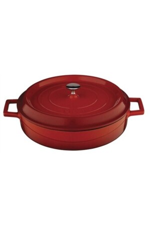 Multi-Purpose Flat Pot Red Lvyst28k2 28 Cm LVYST28K2 FLAT POT RED - Lava