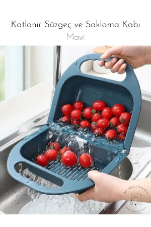Multi-Purpose Foldable Strainer and Storage Container - Blue Aak20232 - All About Kitchen