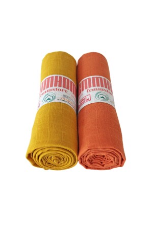 Multi-Purpose Muslin Blanket 2 Pieces 90x90 Cm Organic - Mustard And Tile FEMM-MSLN-HARD-KIR - femmstore