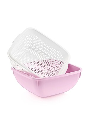 Multi-Purpose Strainer 6 Liter Strainer Bowl Strainer + Square Bowl 6 Liter Set of Two Powder PP091 - Melkan Home