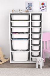 Multi-Purpose Toy Cabinet with 14 Baskets White 2d4k8u PRA003211 - Pratico