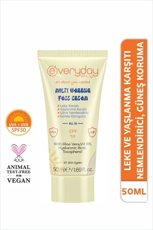 Multi Warrior 4 Etkili Spf 50 Yüz Kremi Güneş Koruma Leke Ve Yaşlanma Karşıtı Nemlendirici 50 ml - Everyday Beauty