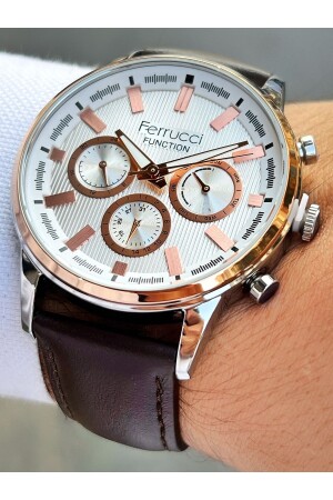 Multifunctional Brown Color 3 Atm Waterproof Leather Strap Men's Wristwatch FRC306 - Ferrucci