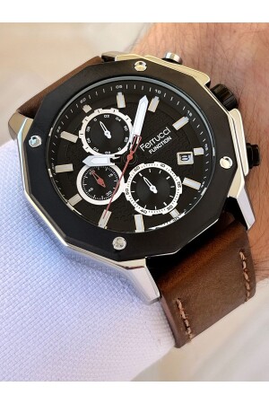 Multifunctional Brown Color 3 Atm Waterproof Leather Strap Men's Wristwatch LEATHER01 - Ferrucci