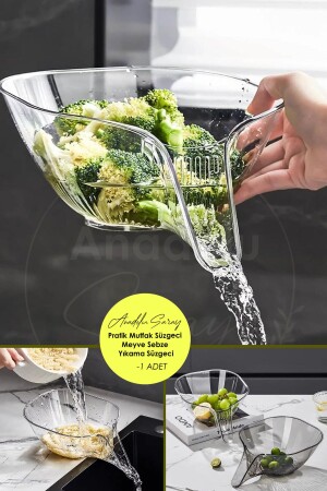 Multifunctional Practical Vegetable Fruit and Legume Washing Kitchen Strainer Counterside Mica Kitchen Strainer Vegetable. Sieve - Anadolu Saray