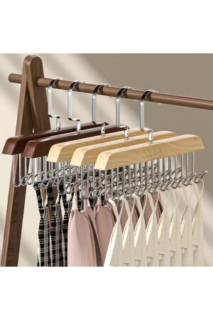 Multifunctional Wooden Bra Scarf Tie Belt Bag Hanger with 8 Hooks - Seram Collection