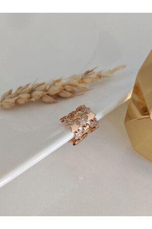 Multiple Gold Colored Star Detailed Zircon Stone Hoop Cartilage Earrings (Earcuff) - Su Perisi Taki Bijuteri