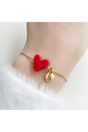 Murano Rotes Herz-Buchstaben-Armband 383939 - VenüsDesign