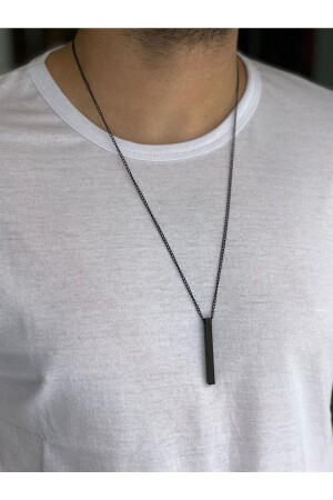 Murat Boz Necklace Men's Rectangular Black Necklace 70cm - The Collection