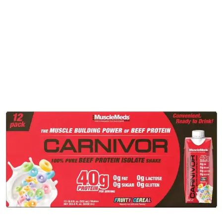 MuscleMeds Carnivor RTD Beef Protein Shake (12 pack, Fruity Cereal) - MuscleMeds