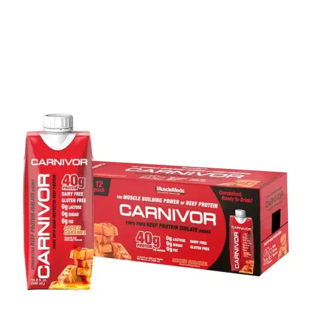 MuscleMeds Carnivor RTD Beef Protein Shake (12 pack, Salted Caramel) - MuscleMeds