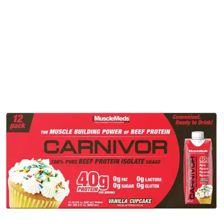 MuscleMeds Carnivor RTD Beef Protein Shake (12 pack, Vanilla Cupcake) - MuscleMeds