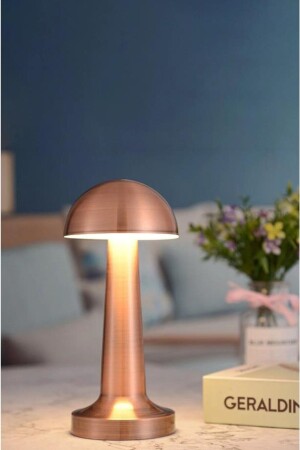 Mushroom Model Rechargeable Retro Table Lamp with Dimmer Rosegold - Minihome