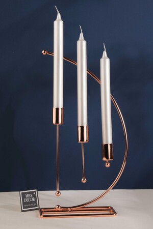 Musical Note Model Metal 3-Piece Candlestick Triple Candle Holder Decorative Candle Holder 25cm Bright Bronze Plated Home Decoration - Mba Decor Metal Bending Art