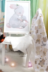 Müslin Bebek Battaniyesi, Çift Taraflı %100 Pamuk Bebek Örtüsü, Çok Amaçlı Bebek Pike Battaniyesi - Ferdys 