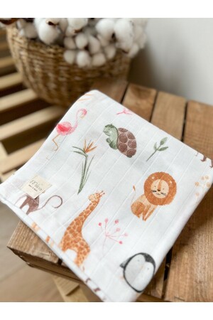 Müslin Bebek Battaniyesi Çok Amaçlı Müslin Örtü Müslin Bebek Örtüsü 75x85cm DSM6008 - MİLNA BABY&KİDS