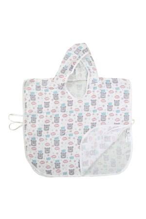 Muslin Hooded Baby Poncho King Bear 8681235011058 - Lunanino