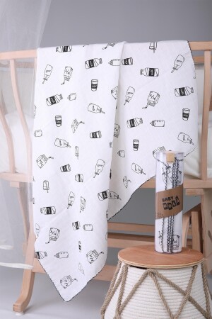 Müslin Örtü 85x90cm Milk Desen Organik Hediyelik Emzirme Alt Açma Yenidoğan Puset Örtüsü BH-134-90.10 - Babyhola