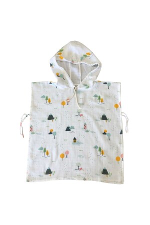 Muslin Poncho 1-3 Years Old with Our Village Figure P000015453 - Mutlu Gün Marketi
